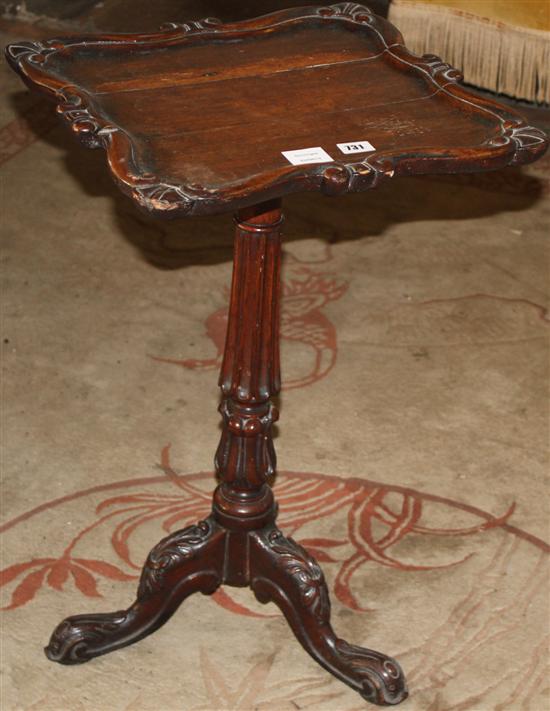 Victorian carved oak wine table on pillar and tripod base